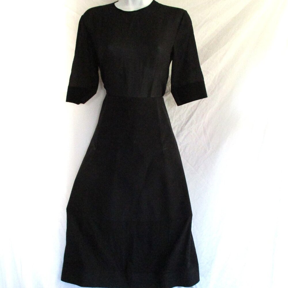 NWT New CELINE Textured Paneled Dress 36 BLACK Goth Steampunk Sheer